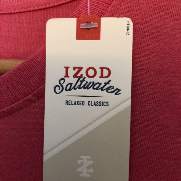 Izod Saltwater Relaxed Classics Men's Long Sleeve T-Shirt Coral Size Large - NWT - Picture 3 of 8